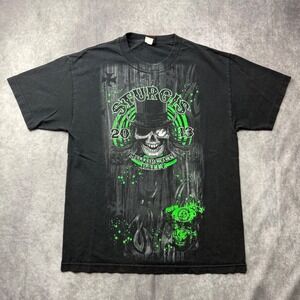 Hot Leathers Sturgis 2013 Motorcycle Rally Skull Top Hat T-Shirt Mens L Black